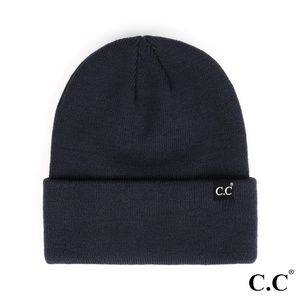 C.C  Navy Unisex Solid Cuff Beanie